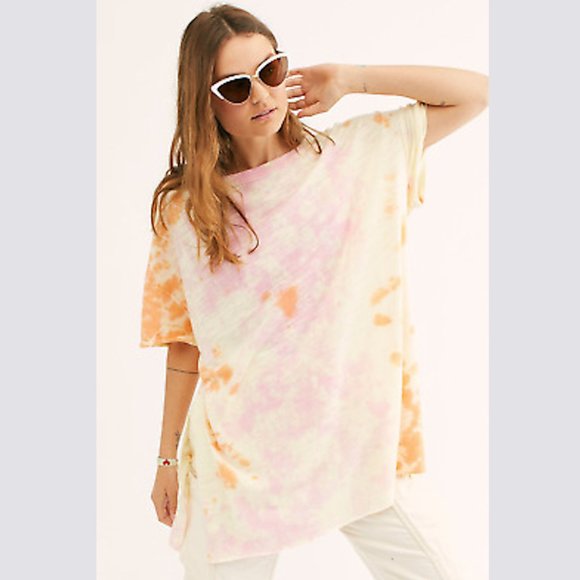 Free People Tops - Free People Oversized Tie Dye Side Split Tee
